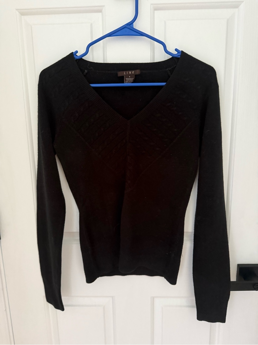 Link Black V-Neck Slim Knit Sweater
